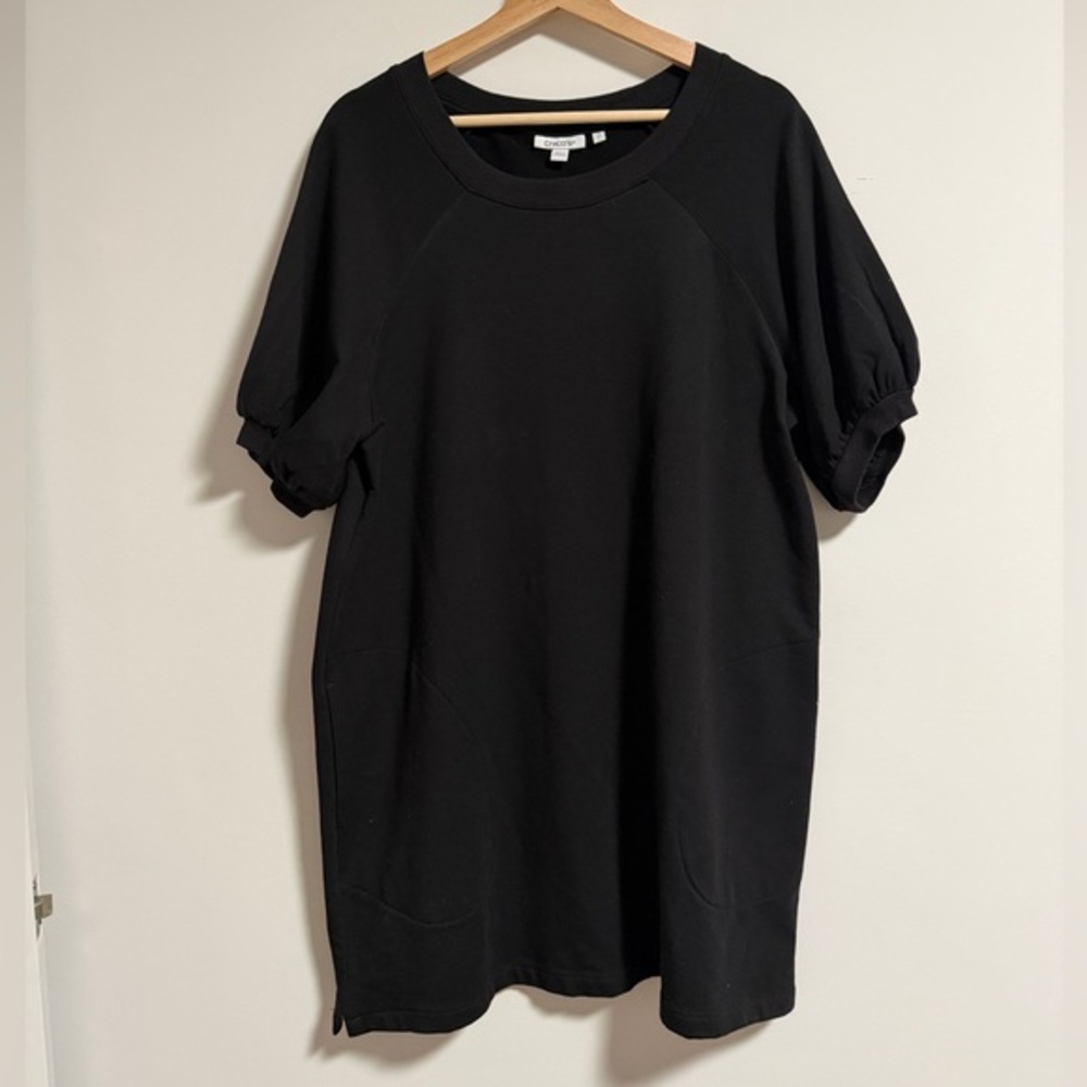 Chico's Black Short Sleeve Women's Sweatshirt Like -Dress